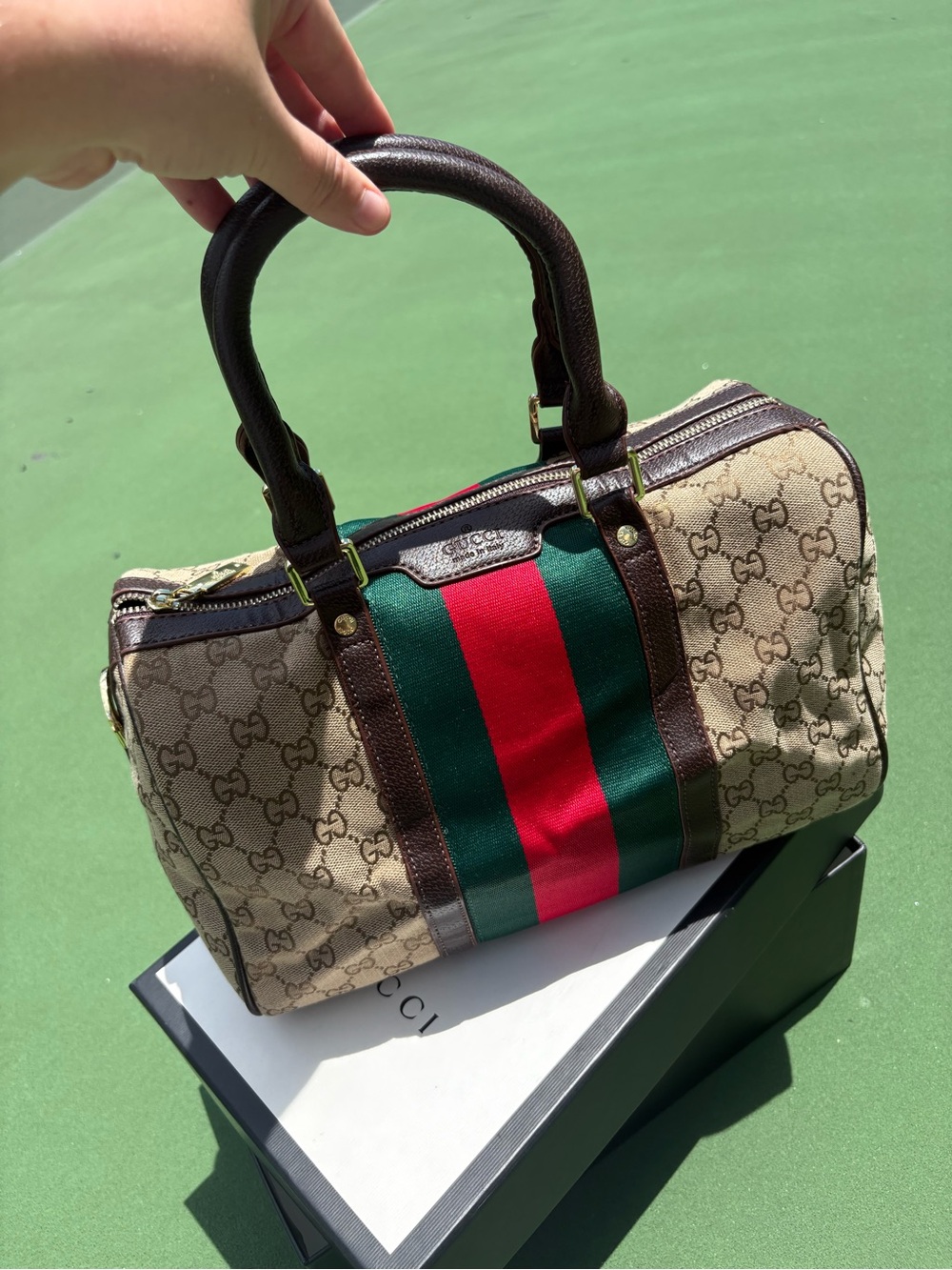 Gucci Canvas Boston Bag